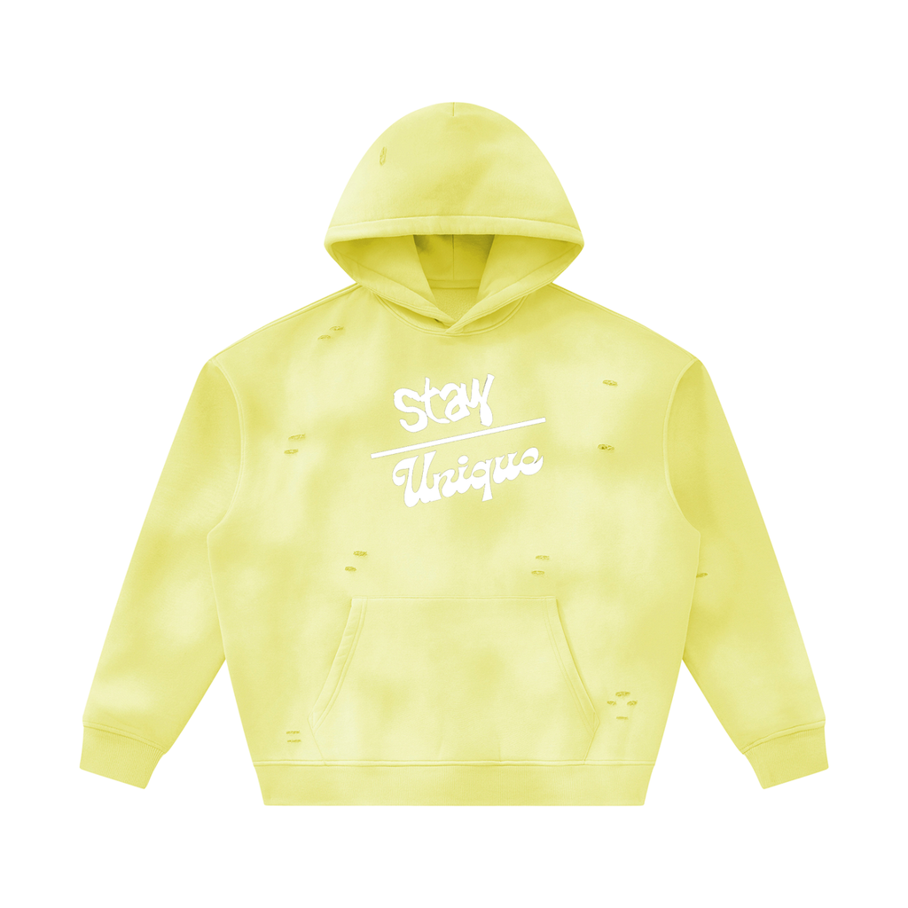 Unisex Sunfade Frayed Fleece Hoodie