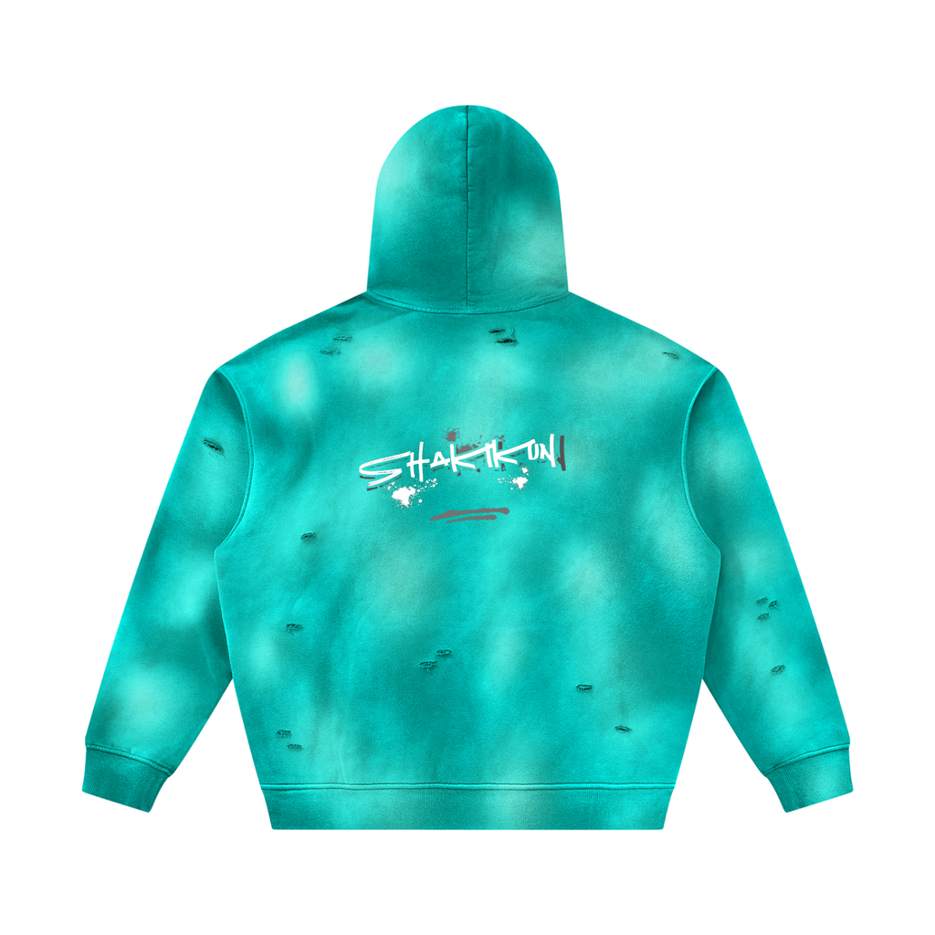 Unisex Sunfade Frayed Fleece Hoodie