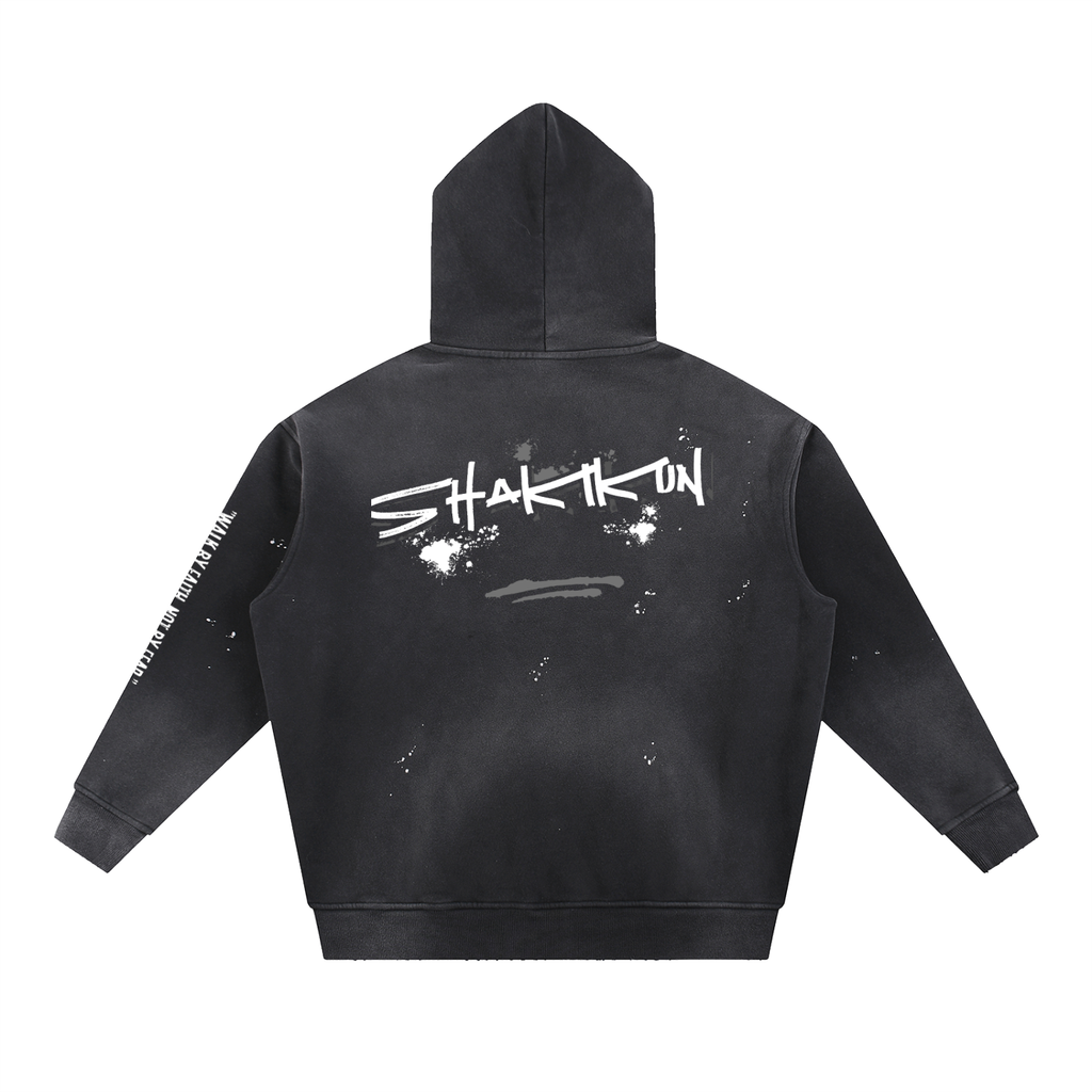 Vintage Washed Frayed Fleece Hoodie