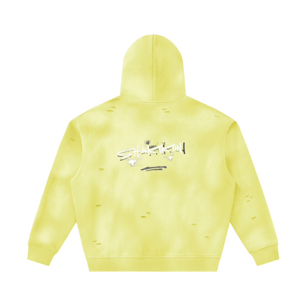 Unisex Sunfade Frayed Fleece Hoodie