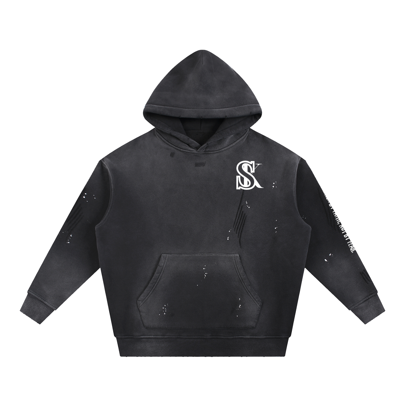 Vintage Washed Frayed Fleece Hoodie